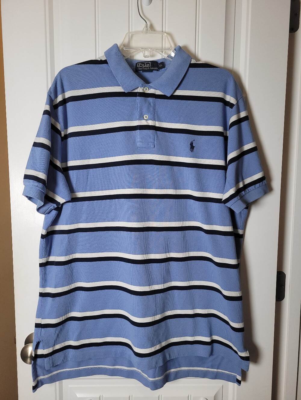 Polo by Ralph Lauren Light Blue White and Black Striped Polo Shirt